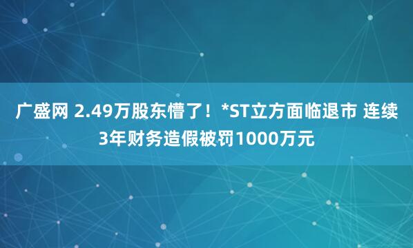 广盛网 2.49万股东懵了！*ST立方面临退市 连续3年财务造假被罚1000万元
